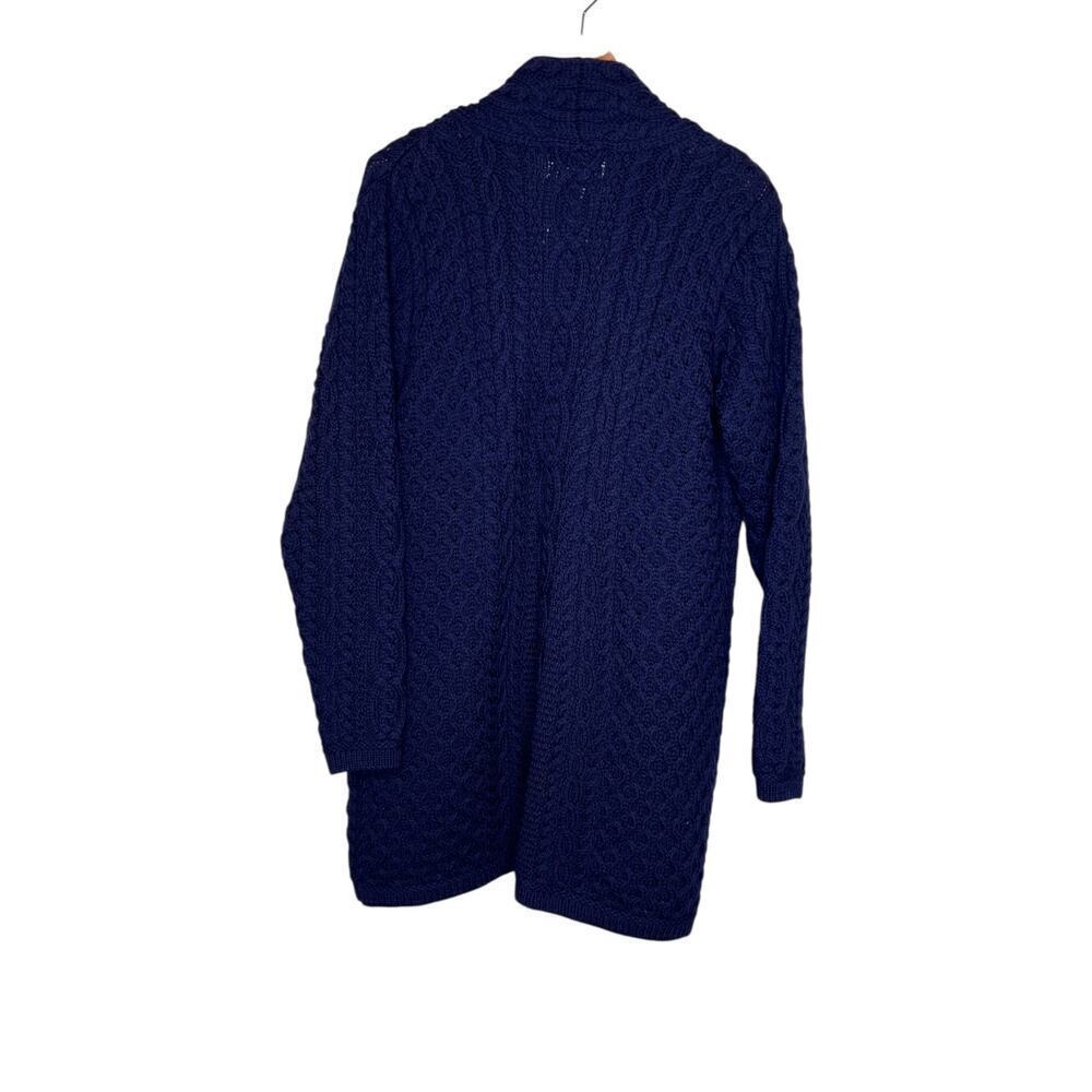 Aran Crafts 100% Merino Wool Cable Knit Coatigan In Navy Blue Women’s Large — image 4 of 8